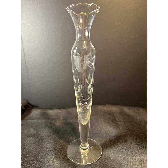 VTG Princess House Heritage Hand Blown Crystal Bud Vase 10” #409 Ruffled Edges - Picture 1 of 10